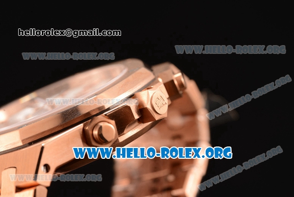 Audemars Piguet Royal Oak Chronograph Miyota OS20 Quartz Rose Gold Case with White Dial and Rose Gold Bracelet - Click Image to Close